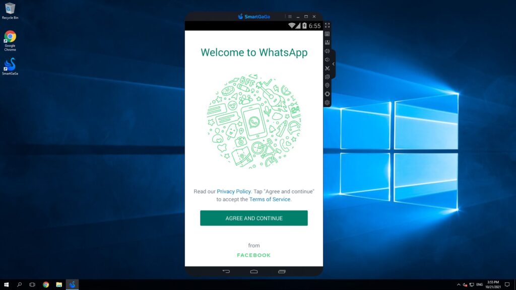 whatsapp on android emulator for windows 10