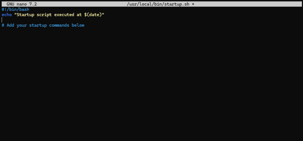 sudo chmod +x /usr/local/bin/startup.sh